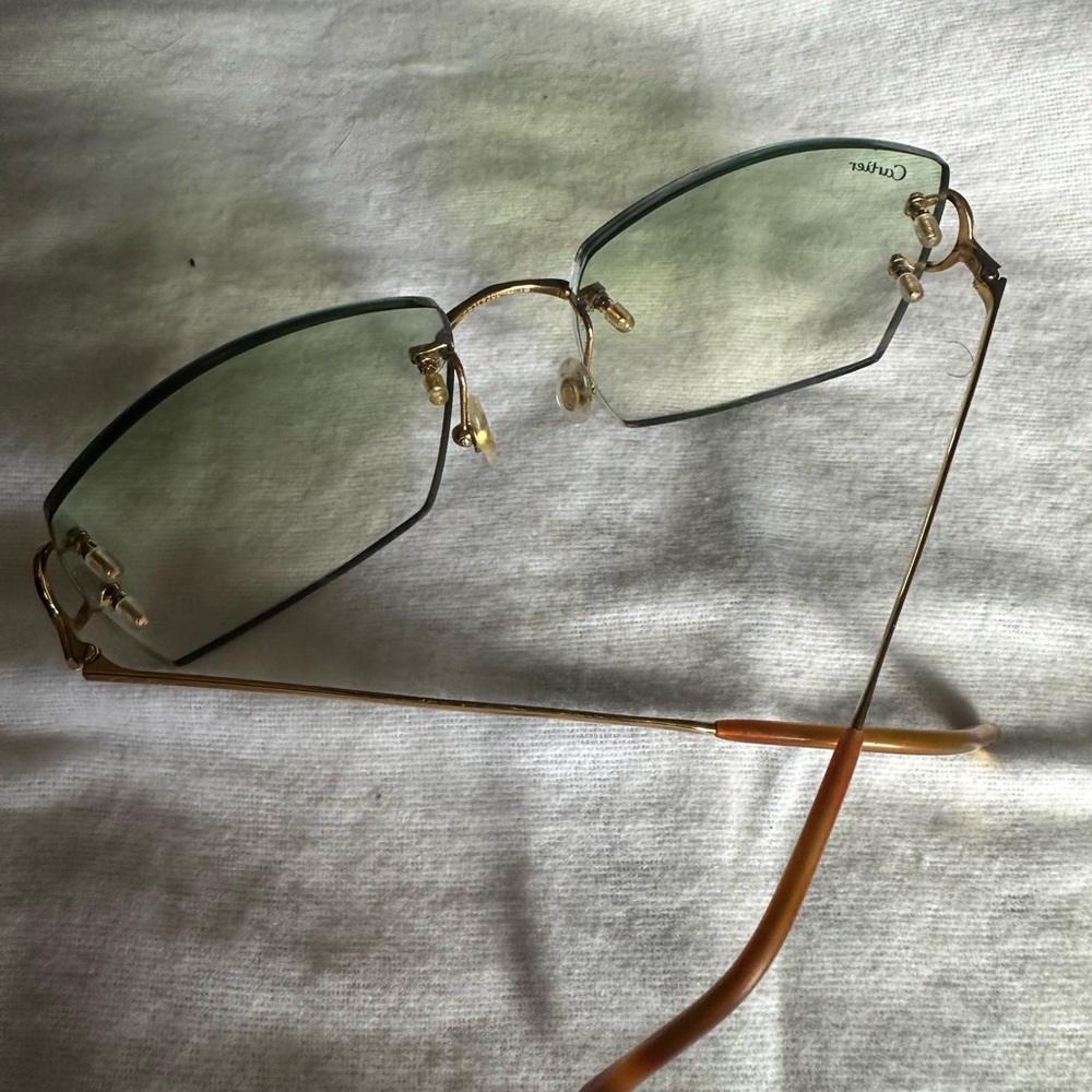 Cartier Gold Frame Sunglasses with Green Lenses - Picture 6 of 11